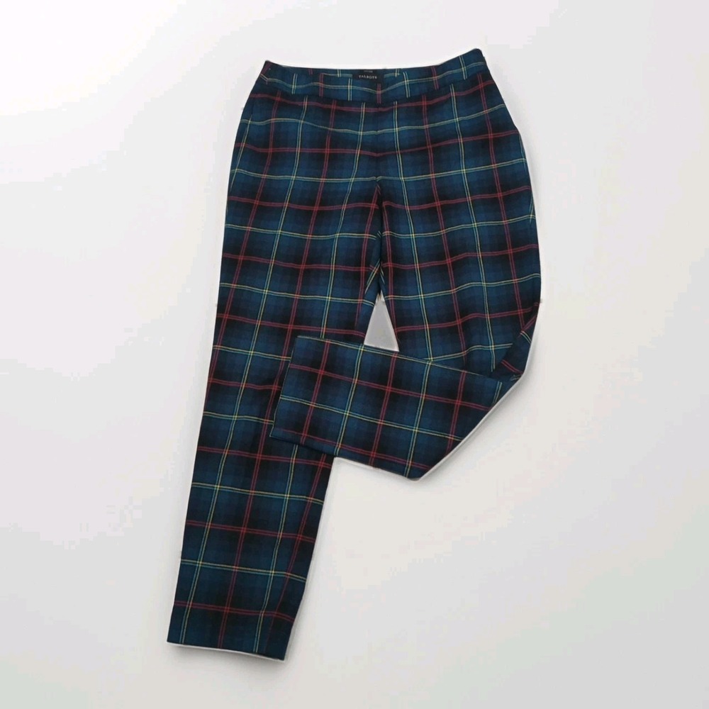 Talbots Heritage Green Plaid Wool-Blnd Lined Side Zipper Pants Sz 12 34x29.5"